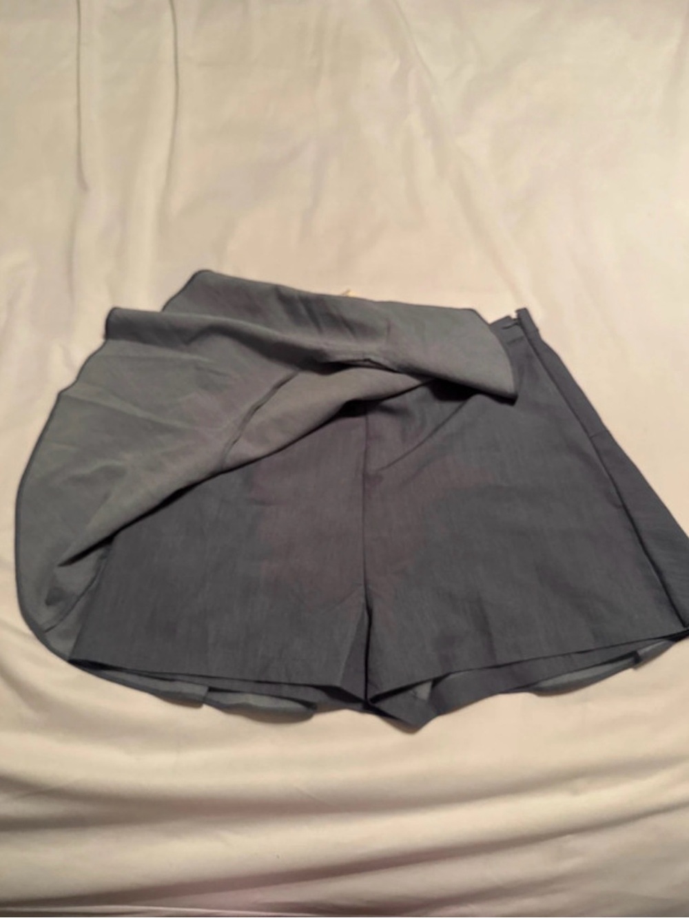 Hem & Thread Denim Asymmetrical Ruffle Hem Skort - Picture 2 of 3